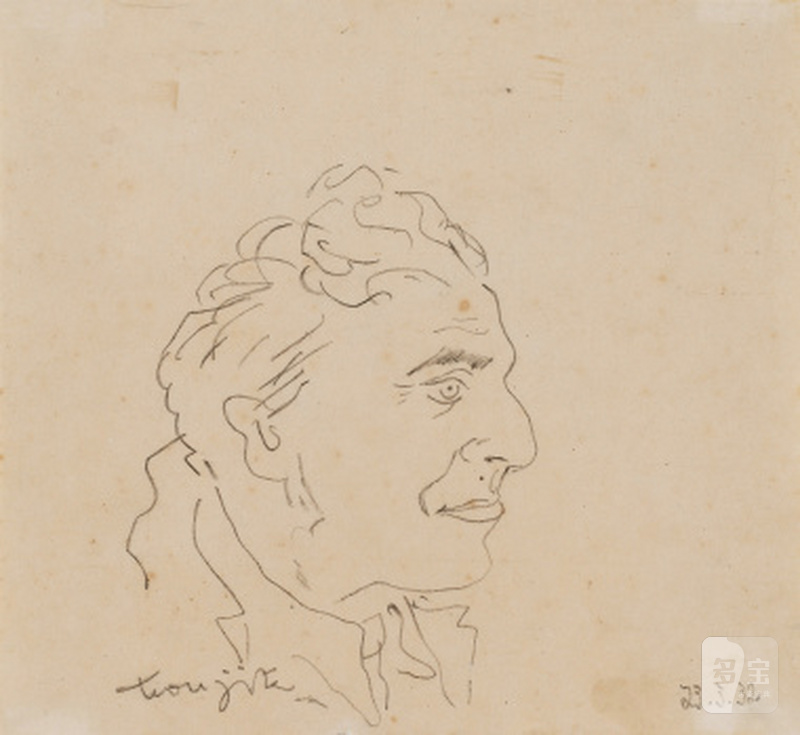 藤田嗣治 Tsuguharu Foujita (1886-1968) 男人肖像 TÊTE D'HOMME - 图1